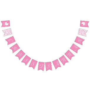 Vintage Carriage Baby Dusche Niedlich Pink Girl Wimpelkette