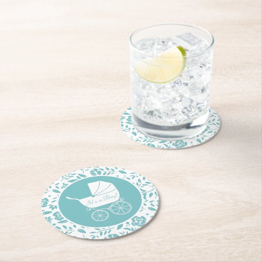 Vintage Carriage Baby-Dusche Runder Pappuntersetzer (Vor Ort)