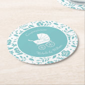 Vintage Carriage Baby-Dusche Runder Pappuntersetzer (Angewinkelt)