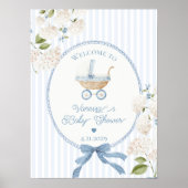 Vintage Carriage French Blue Baby Shower Welcome Poster (Vorne)