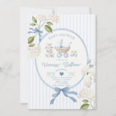 Vintage Carriage French nursery Blue Baby shower Einladung (Vorderseite)