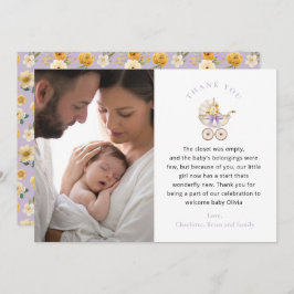 Vintage Carriage Lavender Floral Photo Thank You Dankeskarte