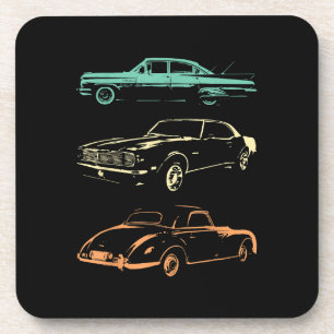 Vintage Cars - 80er & 90er Grafischer Retro Getränkeuntersetzer