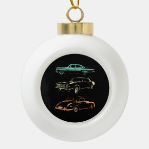 Vintage Cars - 80er & 90er Grafischer Retro Keramik Kugel-Ornament