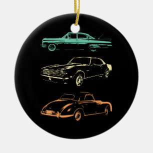 Vintage Cars - 80er & 90er Grafischer Retro Keramik Ornament
