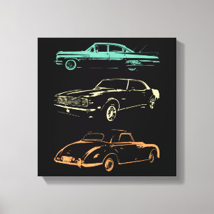 Vintage Cars - 80er & 90er Grafischer Retro Leinwanddruck