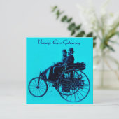 ViNTAGE CARS ANSAMMLUNG blaue Turquase Einladung (Stehend Vorderseite)