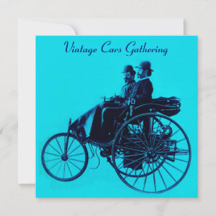 ViNTAGE CARS ANSAMMLUNG blaue Turquase Einladung