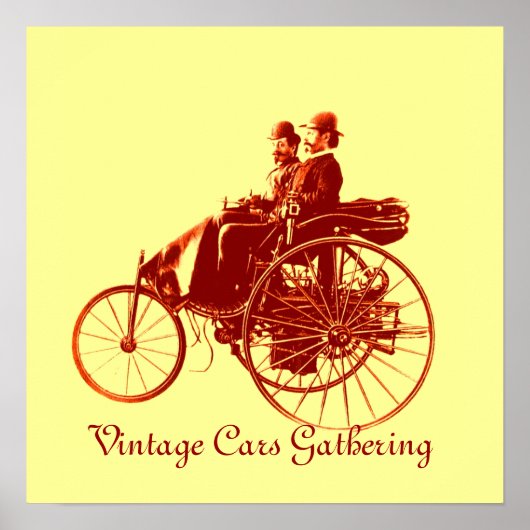 Vintage Cars Ansammlung, gelb braun Poster (Vorne)