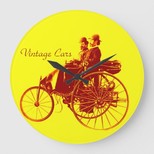 Vintage Cars Ansammlung Große Wanduhr (Vorderseite)