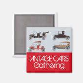 Vintage Cars Ansammlung Klassisches Auto Rot Grau Magnet (Vorderseite/Rückseite)