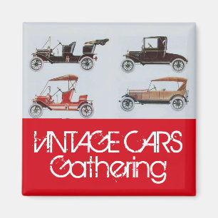 Vintage Cars Ansammlung Klassisches Auto Rot Grau Magnet