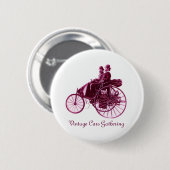 Vintage Cars Ansammlung, lila rosa violett weiß Button (Vorne & Hinten)