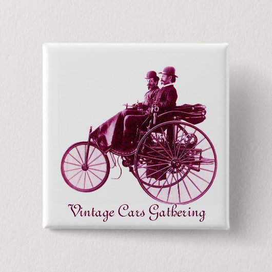Vintage Cars Ansammlung, lila rosa violett weiß Button (Vorderseite)