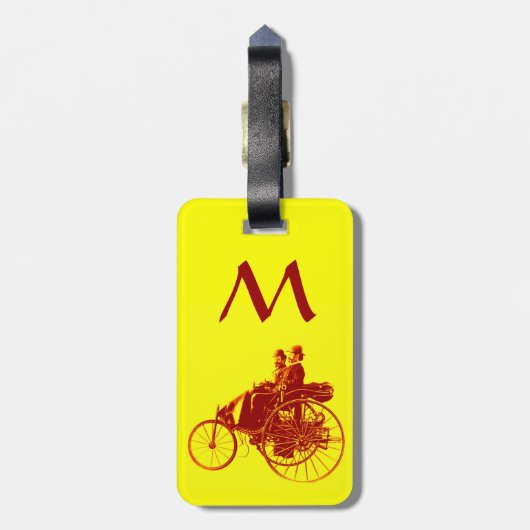 Vintage Cars Ansammlung Monogramm Gepäckanhänger (Rückseite vertikal)