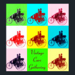 ViNTAGE CARS ANSAMMLUNG POP ART Poster<br><div class="desc">Elegantes,  farbenfrohes und künstlerisches Automobildesign neu erarbeitet aus dem klassischen Vintag .Dreirad-Benz-Motorwagen,  1886.Farbpalette:gelb,  braun,  aqua blau, rot, lila, pink, schwarz, weiß.</div>
