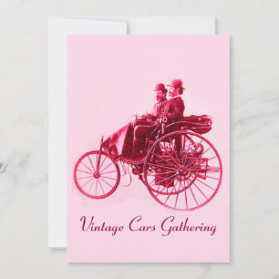 ViNTAGE CARS ANSAMMLUNG Rot fuchsienrosa Einladung