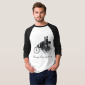 Vintage Cars Ansammlung, Schwarzweiß T-Shirt (Vorne ganz)