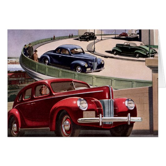 Vintage Cars, Classic Sedans Road Trip on Freeway (Vorderseite (Horizontal))