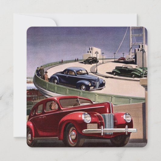 Vintage Cars, Classic Sedans Road Trip on Freeway (Vorderseite)