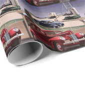 Vintage Cars, Classic Sedans Road Trip on Freeway Geschenkpapier (Rolleneckpunkt)