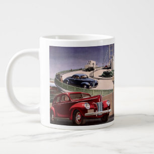 Vintage Cars, Classic Sedans Road Trip on Freeway Jumbo-Tasse
