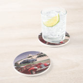 Vintage Cars, Classic Sedans Road Trip on Freeway Sandstein Untersetzer (Seite)