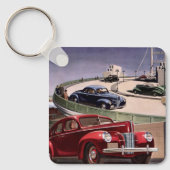 Vintage Cars, Classic Sedans Road Trip on Freeway Schlüsselanhänger (Vorderseite)