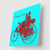 Vintage Cars Gathering Quadratische Wanduhr (Winkel)