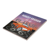 Vintage Cars - Geschenk - Route 66 - SRF Fliese (Seite)