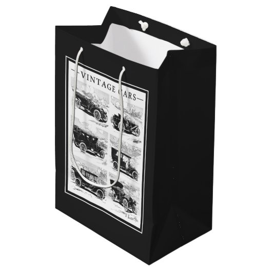 Vintage Cars Geschenktaschen Mittlere Geschenktüte (Vorderseite Schrägansicht)