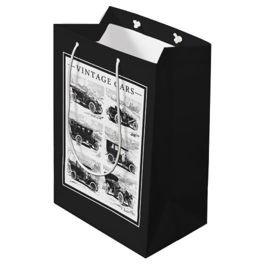 Vintage Cars Geschenktaschen Mittlere Geschenktüte (Rückseite Schrägansicht)