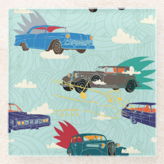 Vintage Cars: Himmelswolkenmuster Glasuntersetzer
