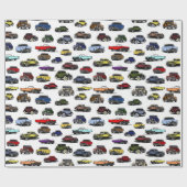 Vintage Cars Illustrationen Random Muster Geschenkpapier (Flach)