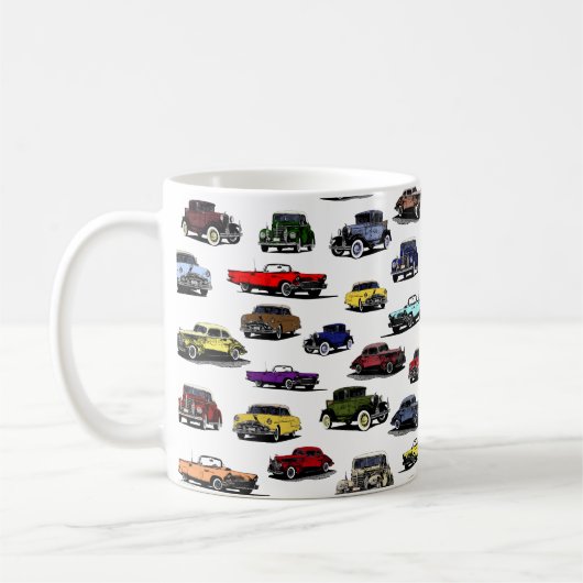 Vintage Cars Illustrationen Random Muster Kaffeetasse (Links)