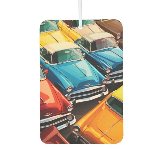 Vintage Cars Pattern Autolufterfrischer (Vorderseite)