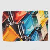 Vintage Cars Pattern Golfhandtuch (Horizontal)