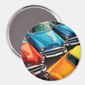 Vintage Cars Pattern Magnet (Vorderseite/Rückseite)