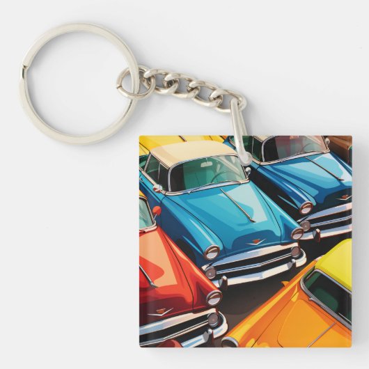 Vintage Cars Pattern Schlüsselanhänger (Vorderseite)