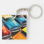 Vintage Cars Pattern Schlüsselanhänger (Rückseite)