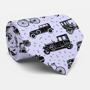 Vintage Cars Schwarz-Blau-Muster Krawatte