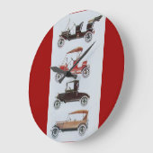 VINTAGE CARS , Schwarz-weiß rot Große Wanduhr (Winkel)