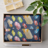 Vintage Cars und Trucks Dunkelblau Seidenpapier (Geschenk)