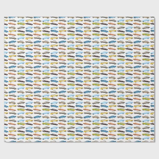 Vintage Cars Wrapping Paper Geschenkpapier (Flach)