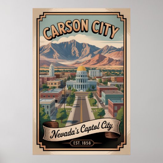 Vintage Carson City Nevada Retro-Reise Poster (Vorne)
