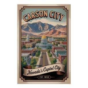 Vintage Carson City Nevada Retro-Reise Poster