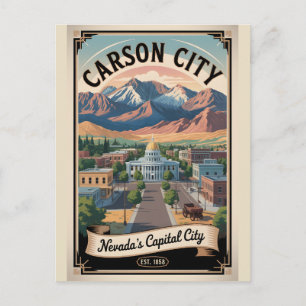 Vintage Carson City Nevada Retro-Reise Postkarte