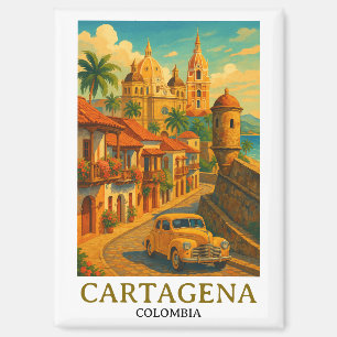 Vintage Cartagena Kolumbien Retro Art Magnet