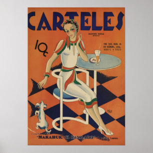 Vintage Carteles Café-Frau aus den 1920er Jahren Poster