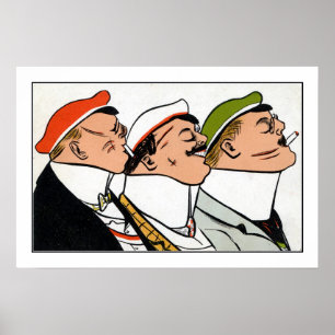 Vintage-Cartoon Akademisches Fechten Mensur Poster